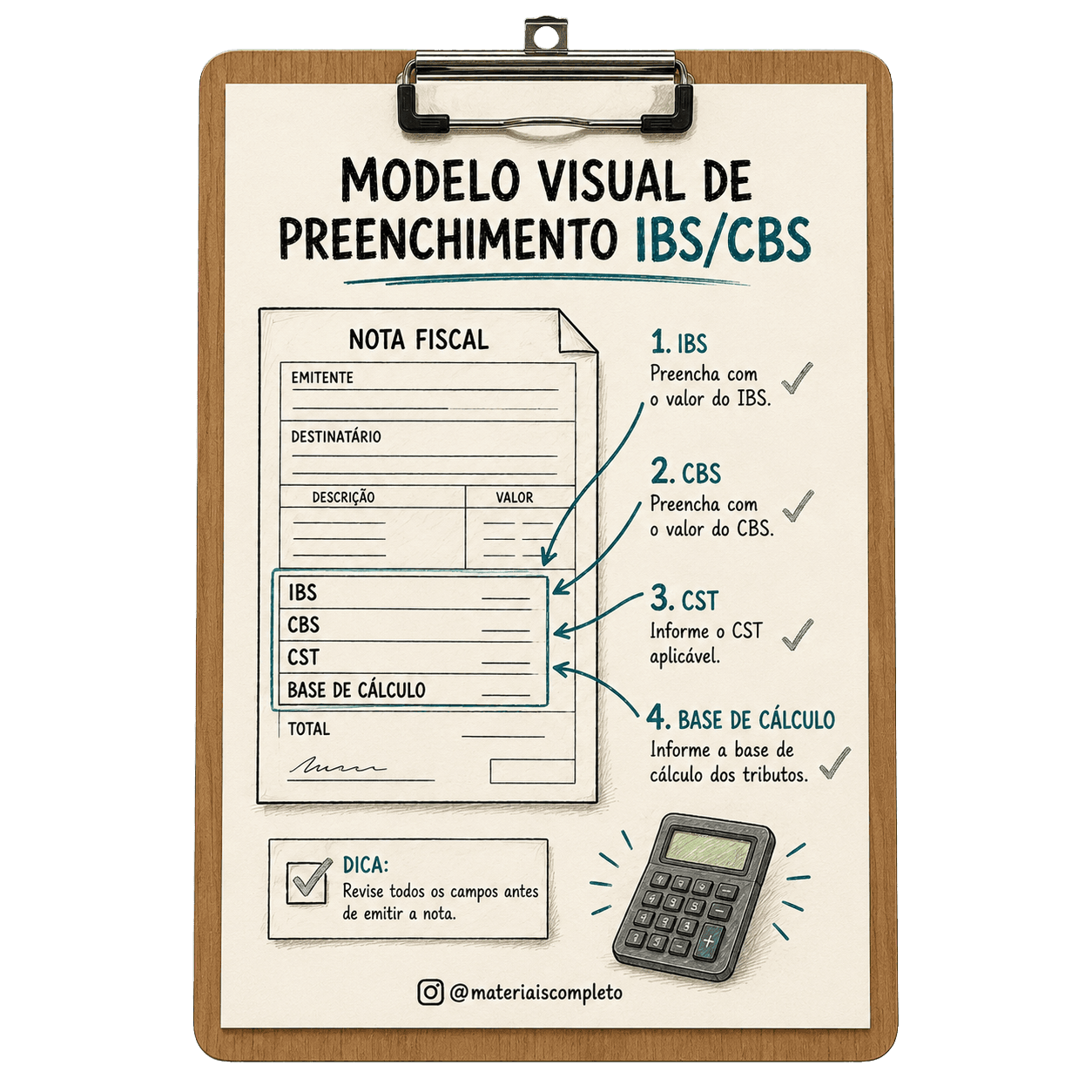 Gabarito de preenchimento na Nota Fiscal